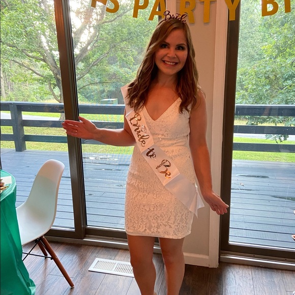 Lulu’s White Lace V-Neck Mini Dress - Picture 8 of 8